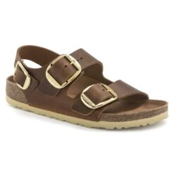Birkenstock Milano Big Buckle Oiled Leather Cognac