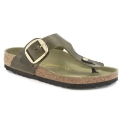 Birkenstock Gizeh Big Buckle Oiled Leather Olive Green