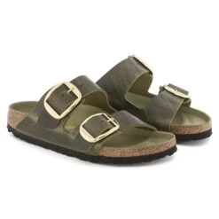 Birkenstock Arizona Big Buckle Oiled Leather Olive Green -Birkenstock Sale Store 1024071 pair