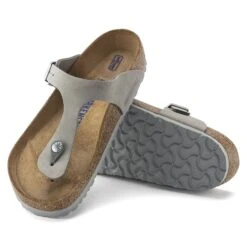 Birkenstock Gizeh Soft Footbed Nubuck Leather Dove Gray -Birkenstock Sale Store 1024127 sole