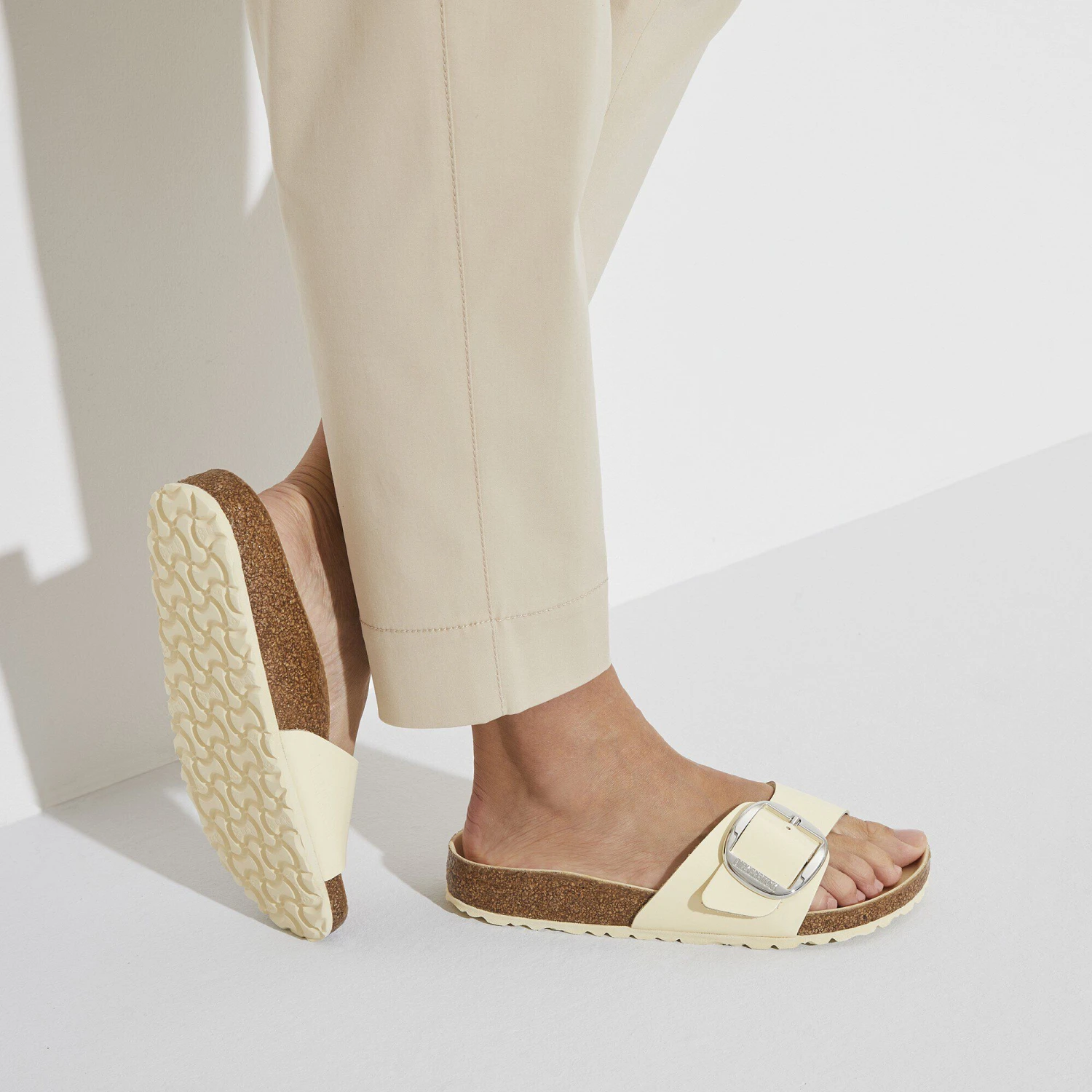 Birkenstock Madrid Big Buckle Natural Leather Patent High Shine Butter 5 Birkenstock Madrid Big Buckle Natural Leather Patent High Shine Butter - Image 5