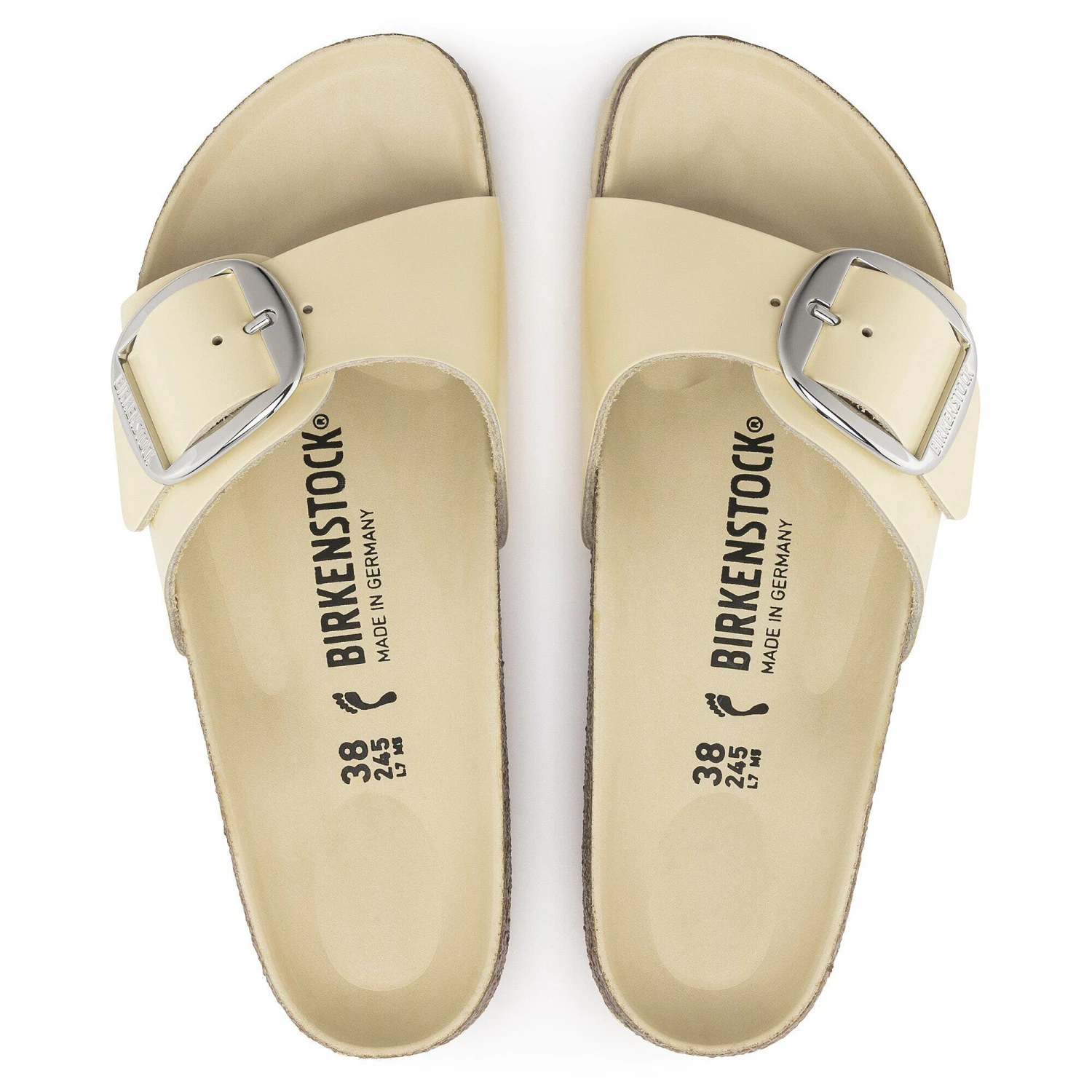 Birkenstock Madrid Big Buckle Natural Leather Patent High Shine Butter 2 Birkenstock Madrid Big Buckle Natural Leather Patent High Shine Butter - Image 2