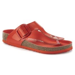 Birkenstock Gizeh Big Buckle Natural Leather Patent High Shine Tomato