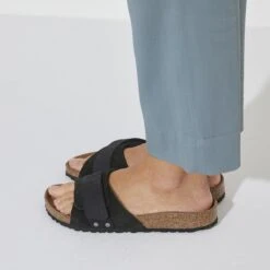 Birkenstock Oita Suede Leather Black -Birkenstock Sale Store 1024179 f closeup f