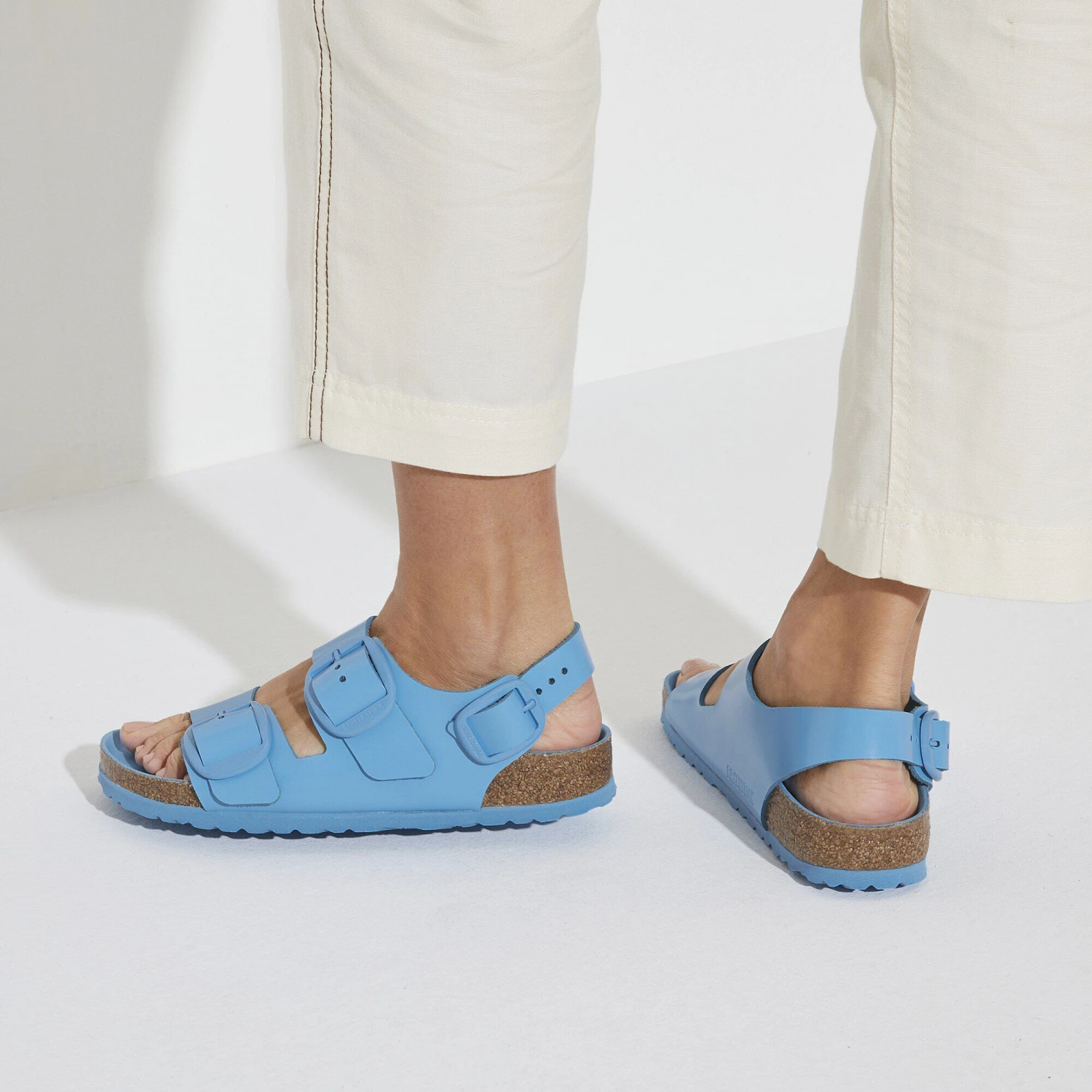 Birkenstock Milano Big Buckle Natural Leather Patent High Shine Sky Blue 7 Birkenstock Milano Big Buckle Natural Leather Patent High Shine Sky Blue - Image 7