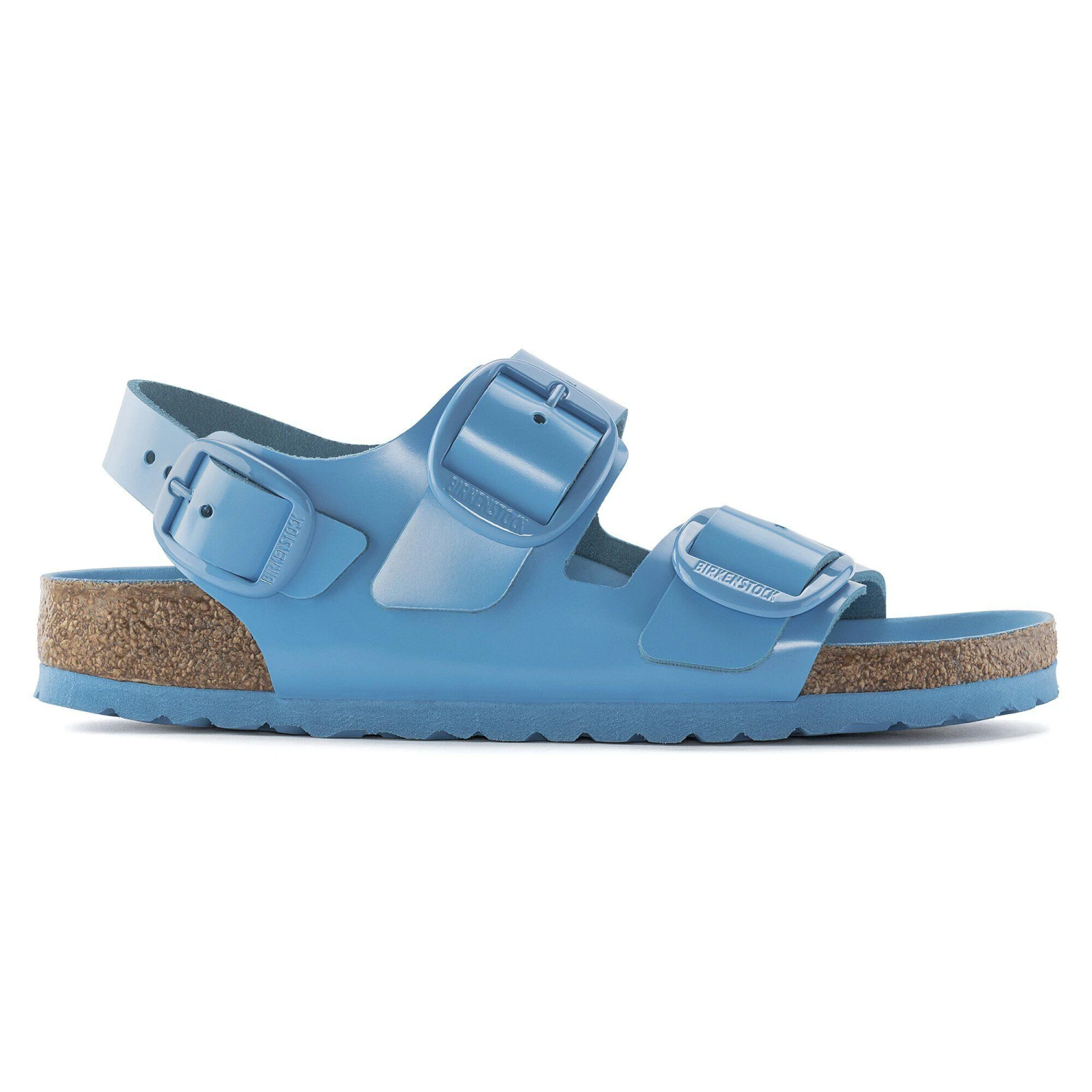 Birkenstock Milano Big Buckle Natural Leather Patent High Shine Sky Blue 3 Birkenstock Milano Big Buckle Natural Leather Patent High Shine Sky Blue - Image 3