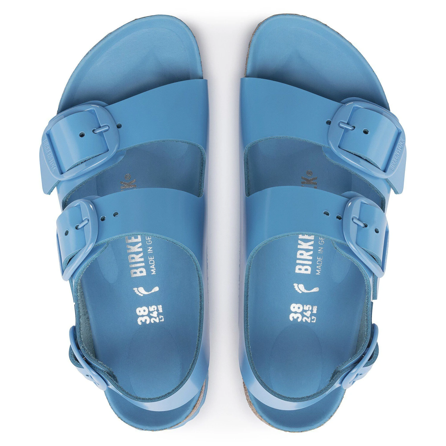 Birkenstock Milano Big Buckle Natural Leather Patent High Shine Sky Blue 2 Birkenstock Milano Big Buckle Natural Leather Patent High Shine Sky Blue - Image 2