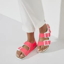Birkenstock Milano Birko-Flor Patent Neon Pink/White Patent -Birkenstock Sale Store 1024187 f closeup f