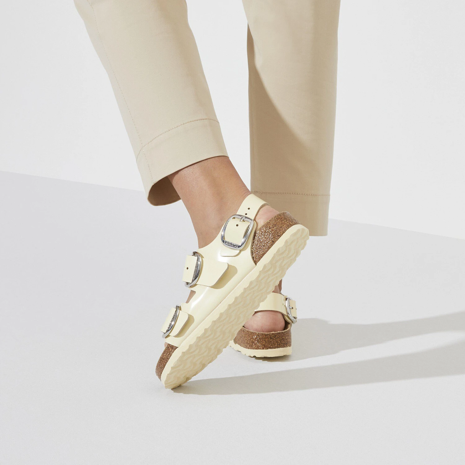 Birkenstock Milano Big Buckle Natural Leather Patent High Shine Butter 4 Birkenstock Milano Big Buckle Natural Leather Patent High Shine Butter - Image 4