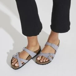 Birkenstock Franca Soft Footbed Nubuck Leather Purple Fog -Birkenstock Sale Store 1024209 f closeup f