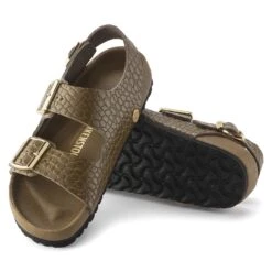 Birkenstock Milano Embossed Leather Emboss Mud Green -Birkenstock Sale Store 1024258 sole