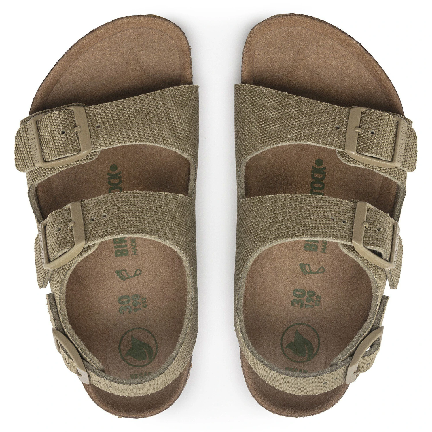 Birkenstock Milano Kids Vegan Textile Faded Khaki 2 Birkenstock Milano Kids Vegan Textile Faded Khaki - Image 2