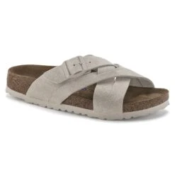 Birkenstock Lugano Soft Footbed Suede Leather Antique White