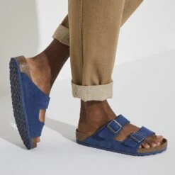 Birkenstock Arizona Nubuck Leather Desert Buck Indigo Blue 13 Birkenstock Arizona Nubuck Leather Desert Buck Indigo Blue -Birkenstock Sale Store 1024574 f closeup m