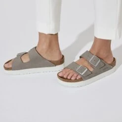 Arizona Flex Platform Nubuck Leather Dove Gray -Birkenstock Sale Store 1024625 f closeup f
