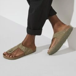 Birkenstock Medina Vegan Textile Faded Khaki -Birkenstock Sale Store 1024629 f closeup m