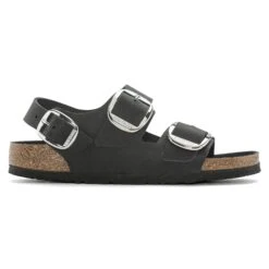 Birkenstock Milano Big Buckle Oiled Leather Black -Birkenstock Sale Store 1024943 side