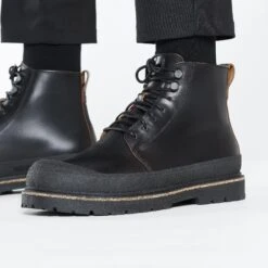 Birkenstock Prescott Lace Men Oiled Leather Black -Birkenstock Sale Store 1025166 f closeup m