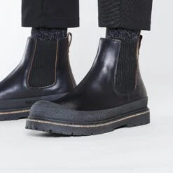 Birkenstock Prescott Slip On Men Oiled Leather Black -Birkenstock Sale Store 1025206 f closeup m