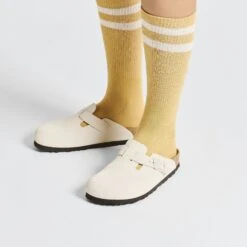 Birkenstock Boston Suede Embossed Corduroy Antique White -Birkenstock Sale Store 1025252 f closeup f