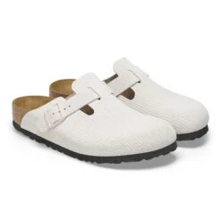 Birkenstock Boston Suede Embossed Corduroy Antique White -Birkenstock Sale Store 1025252 pair