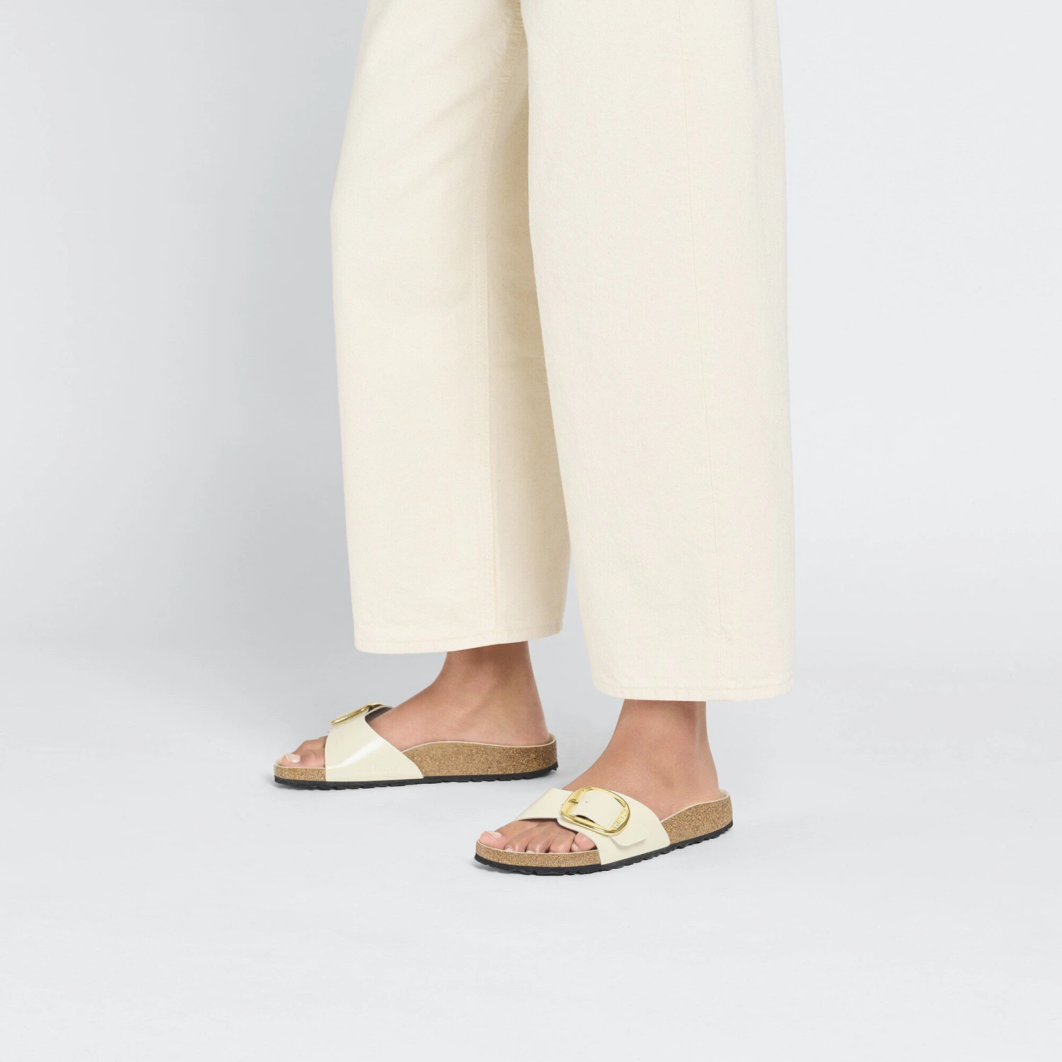 Birkenstock Madrid Big Buckle Natural Leather Patent High Shine Ecru 6 Birkenstock Madrid Big Buckle Natural Leather Patent High Shine Ecru - Image 6