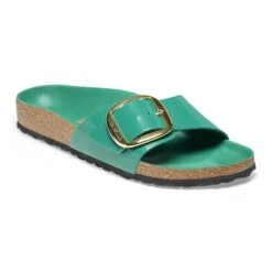 Birkenstock Madrid Big Buckle Natural Leather Patent High Shine Digital Green