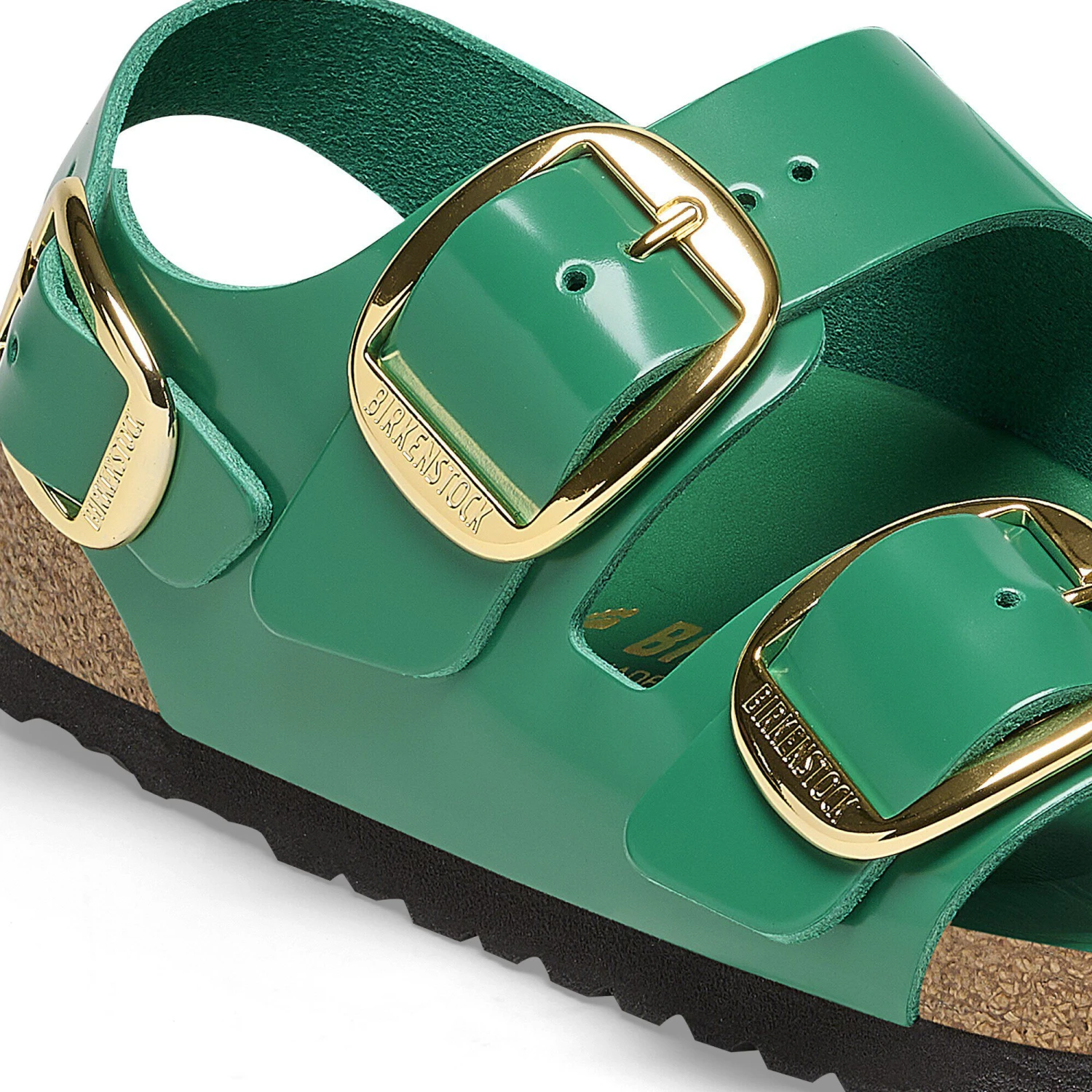 Birkenstock Milano Big Buckle Natural Leather Patent High Shine Digital Green 4 Birkenstock Milano Big Buckle Natural Leather Patent High Shine Digital Green - Image 4