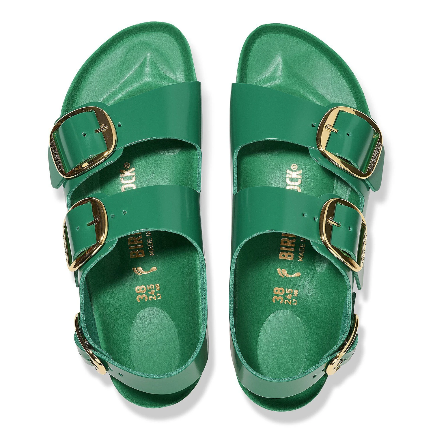 Birkenstock Milano Big Buckle Natural Leather Patent High Shine Digital Green 2 Birkenstock Milano Big Buckle Natural Leather Patent High Shine Digital Green - Image 2