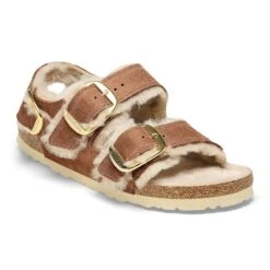 Birkenstock Milano Big Buckle Shearling Oiled Leather Cognac