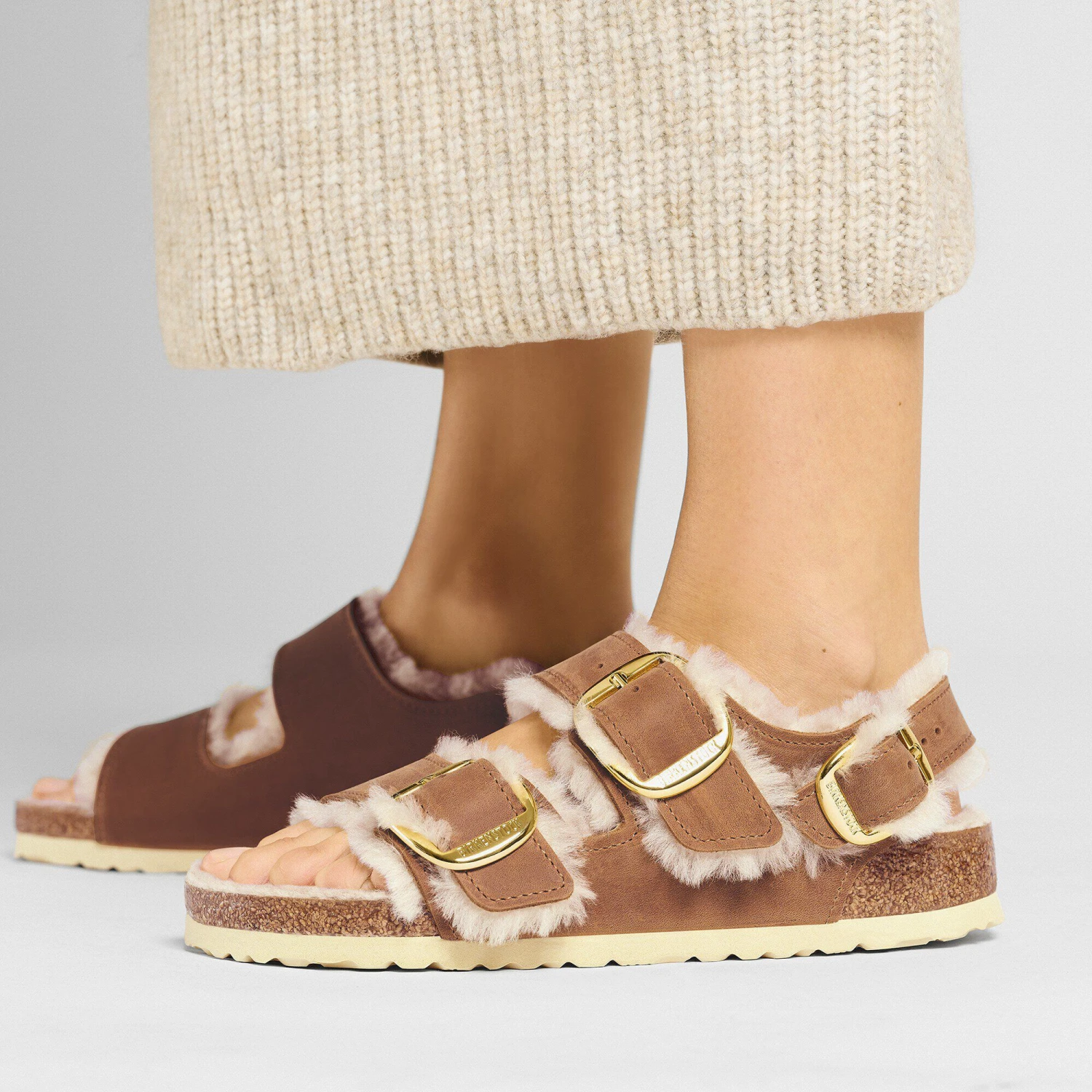 Birkenstock Milano Big Buckle Shearling Oiled Leather Cognac 5 Birkenstock Milano Big Buckle Shearling Oiled Leather Cognac - Image 5