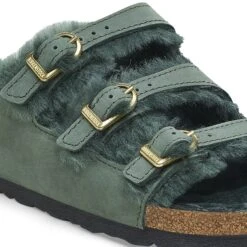 Birkenstock Florida Shearling Nubuck Leather Thyme -Birkenstock Sale Store 1025404 detail 1