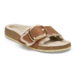 Birkenstock Madrid Big Buckle Shearling Oiled Leather Cognac