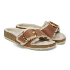 Birkenstock Madrid Big Buckle Shearling Oiled Leather Cognac -Birkenstock Sale Store 1025415 pair