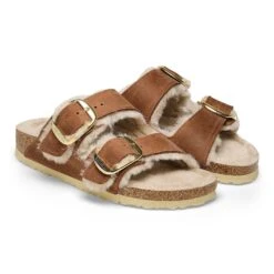 Birkenstock Arizona Big Buckle Shearling Oiled Leather Cognac -Birkenstock Sale Store 1025432 pair