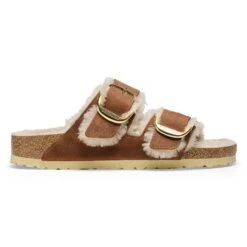 Birkenstock Arizona Big Buckle Shearling Oiled Leather Cognac -Birkenstock Sale Store 1025432 side