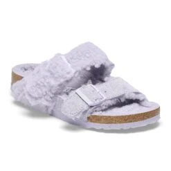 Birkenstock Arizona Teddy Split Suede Leather-Shearling Purple Fog