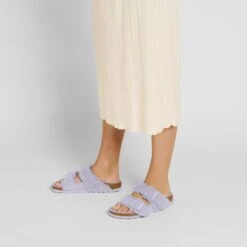 Birkenstock Arizona Teddy Split Suede Leather-Shearling Purple Fog -Birkenstock Sale Store 1025447 f look f