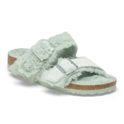 Birkenstock Arizona Teddy Split Suede Leather-Shearling Matcha