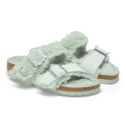 Birkenstock Arizona Teddy Split Suede Leather-Shearling Matcha -Birkenstock Sale Store 1025448 pair