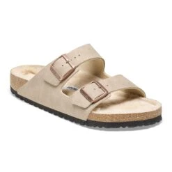 Birkenstock Arizona Shearling Synthetics Desert Dust Gray Taupe