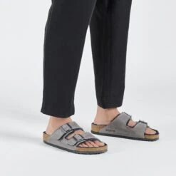 Birkenstock Arizona Shearling Oiled Leather Iron -Birkenstock Sale Store 1025646 f look m