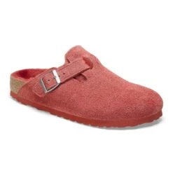 Birkenstock Boston Shearling Suede Leather Sienna Red