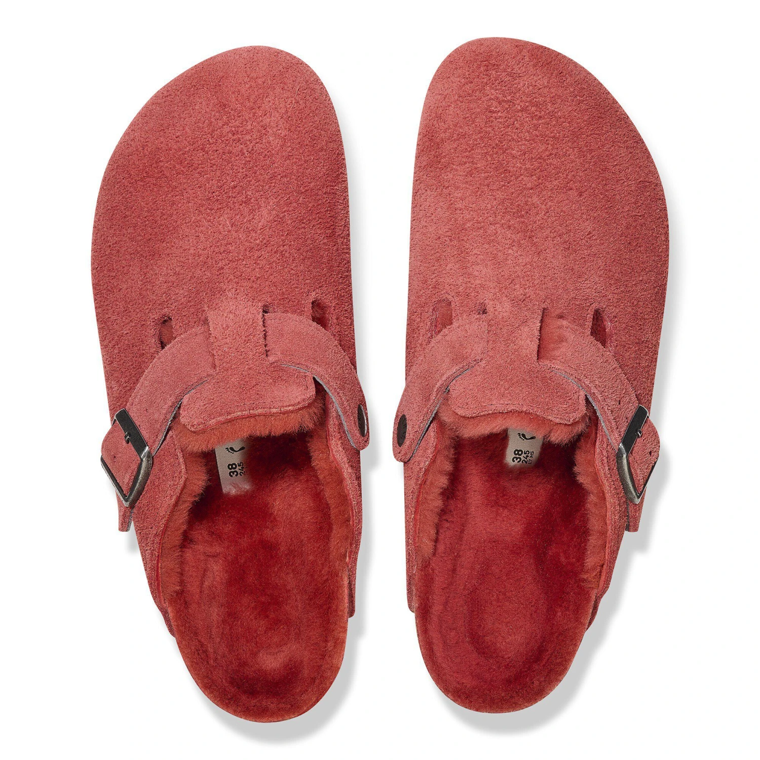 Birkenstock Boston Shearling Suede Leather Sienna Red 2 Birkenstock Boston Shearling Suede Leather Sienna Red - Image 2