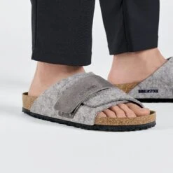 Birkenstock Kyoto Natural Leather-Felt Light Gray 15 Birkenstock Kyoto Natural Leather-Felt Light Gray -Birkenstock Sale Store 1025708 f closeup m