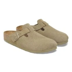 Birkenstock Boston Suede Leather Faded Khaki -Birkenstock Sale Store 1025788 pair