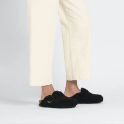 Birkenstock Boston Big Buckle Shearling Black Gold -Birkenstock Sale Store 1025891 f look f