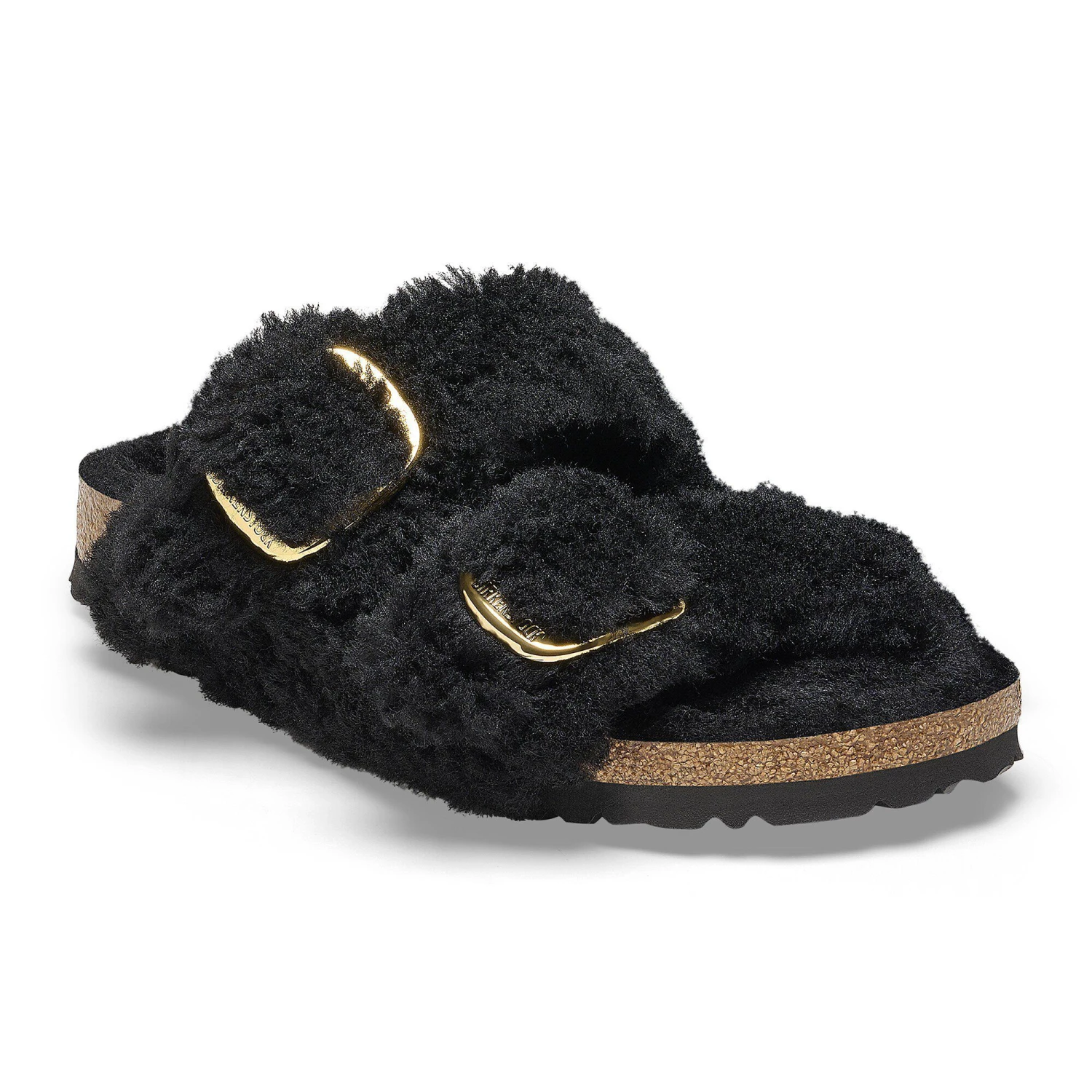 Birkenstock Arizona Big Buckle Shearling Black Gold 1 Birkenstock Arizona Big Buckle Shearling Black Gold