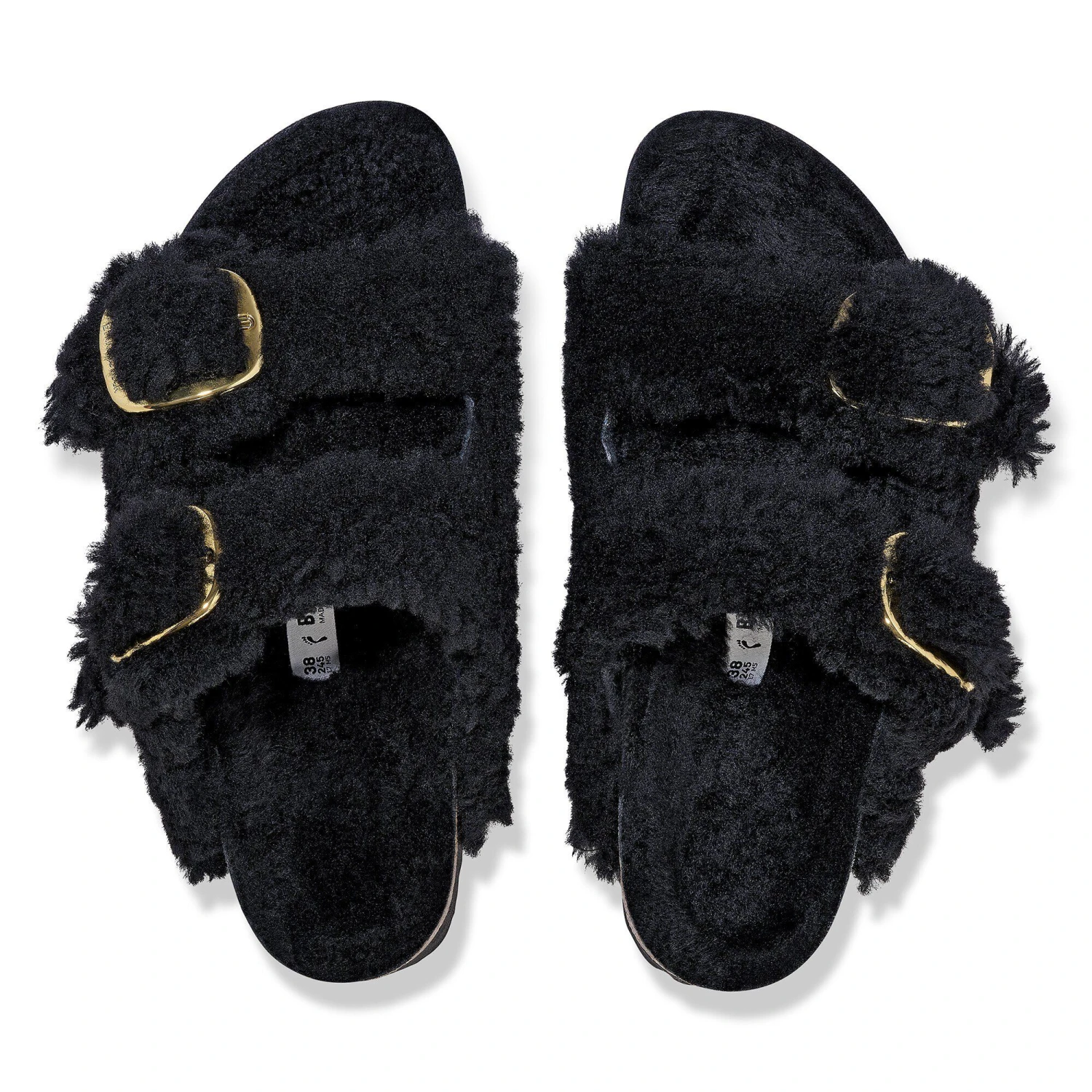 Birkenstock Arizona Big Buckle Shearling Black Gold 2 Birkenstock Arizona Big Buckle Shearling Black Gold - Image 2