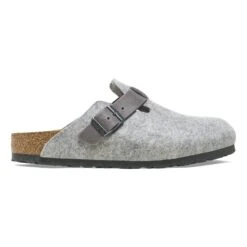 Birkenstock Boston Natural Leather-Felt Light Gray -Birkenstock Sale Store 1026149 side